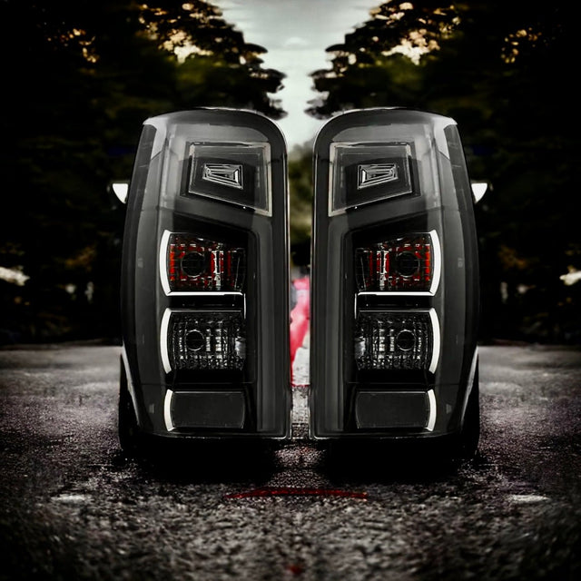 Smoked tail lights installed on Mitsubishi Triton MR, factory-style housing
